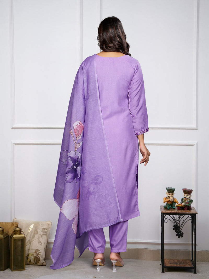Embroidered Rayon Kurti Set with Printed Chanderi Dupatta– by QueenVastra