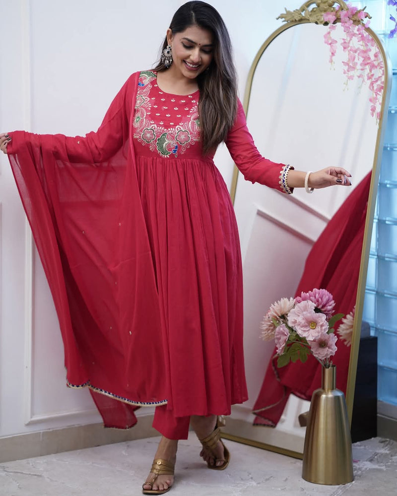 Chanderi Silk Kurta Set with Dupatta– by QueenVastra