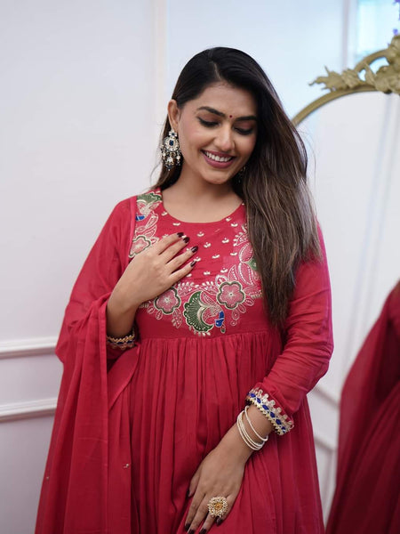 Chanderi Silk Kurta Set with Dupatta– by QueenVastra
