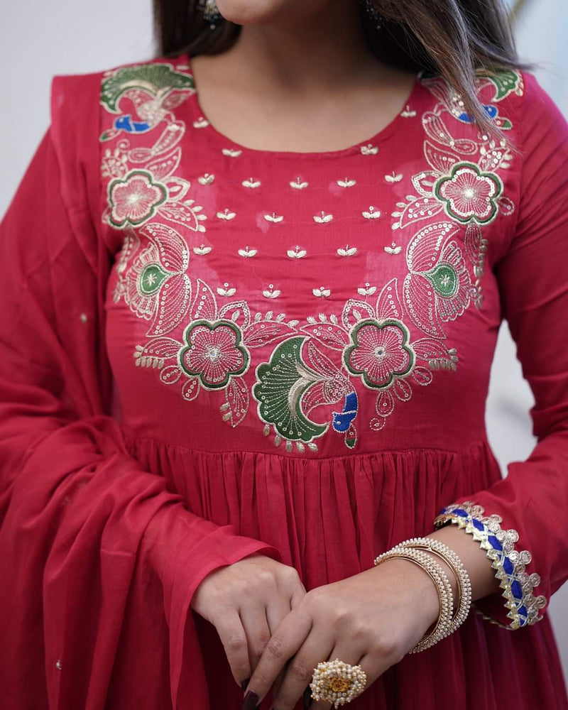Chanderi Silk Kurta Set with Dupatta– by QueenVastra