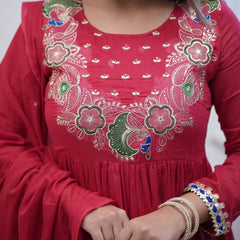 Chanderi Silk Kurta Set with Dupatta– by QueenVastra