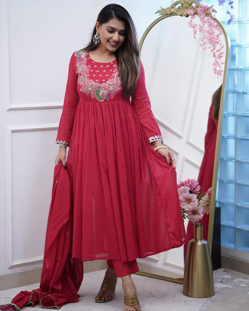 Chanderi Silk Kurta Set with Dupatta– by QueenVastra