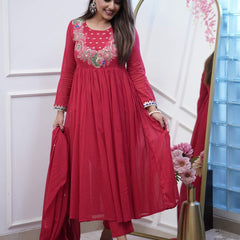 Chanderi Silk Kurta Set with Dupatta– by QueenVastra
