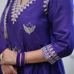 Noor – Embroidered Gown Set in Chanderi– by QueenVastra
