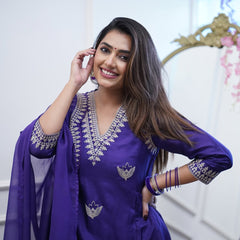 Noor – Embroidered Gown Set in Chanderi– by QueenVastra