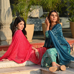 Ethereal Elegance – Silk Kurta Set with Attached Dupatta– by QueenVastra