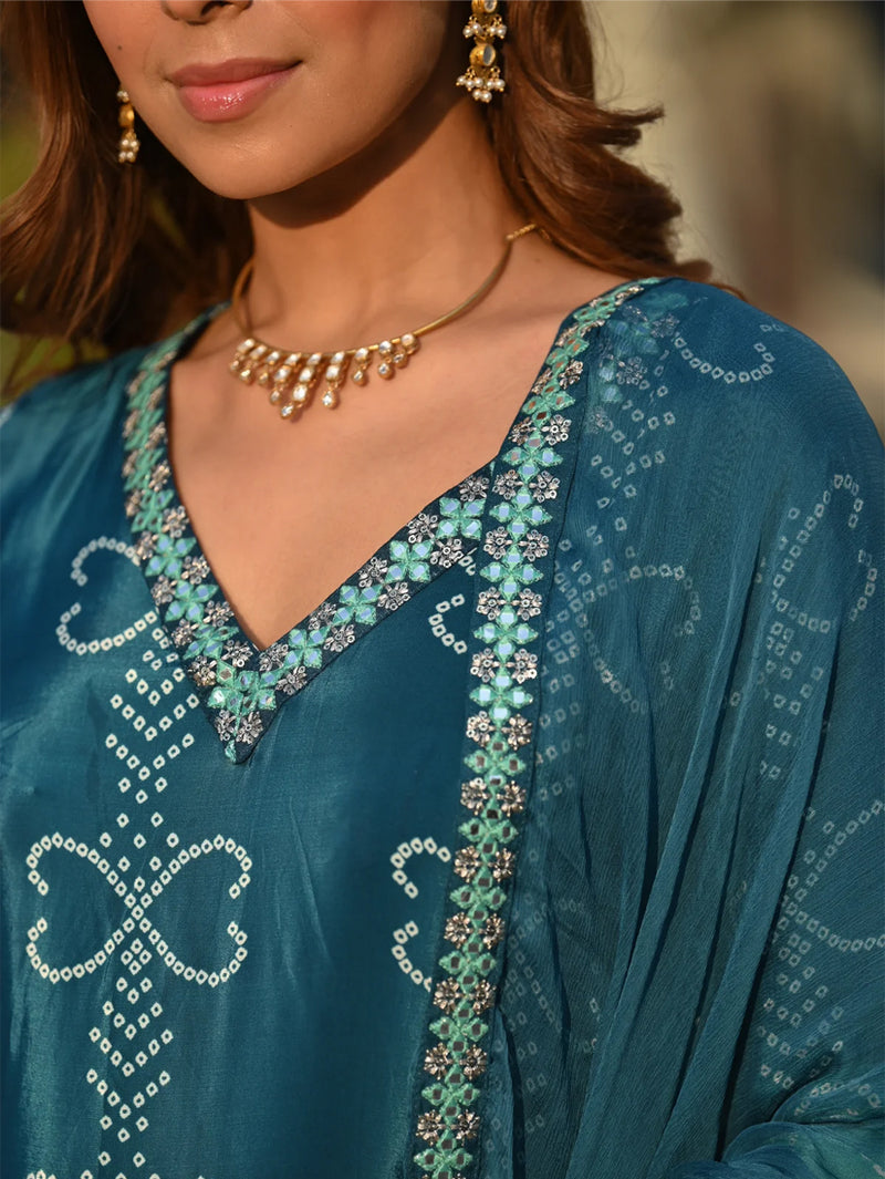 Ethereal Elegance – Silk Kurta Set with Attached Dupatta– by QueenVastra