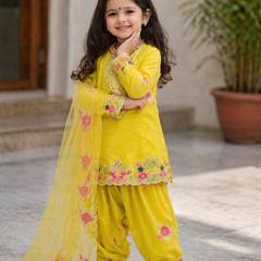 Premium Trending Kids Top Salwar And Dupatta Set