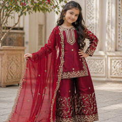 Premium Beautiful Kids Top Sharara And Dupatta Set
