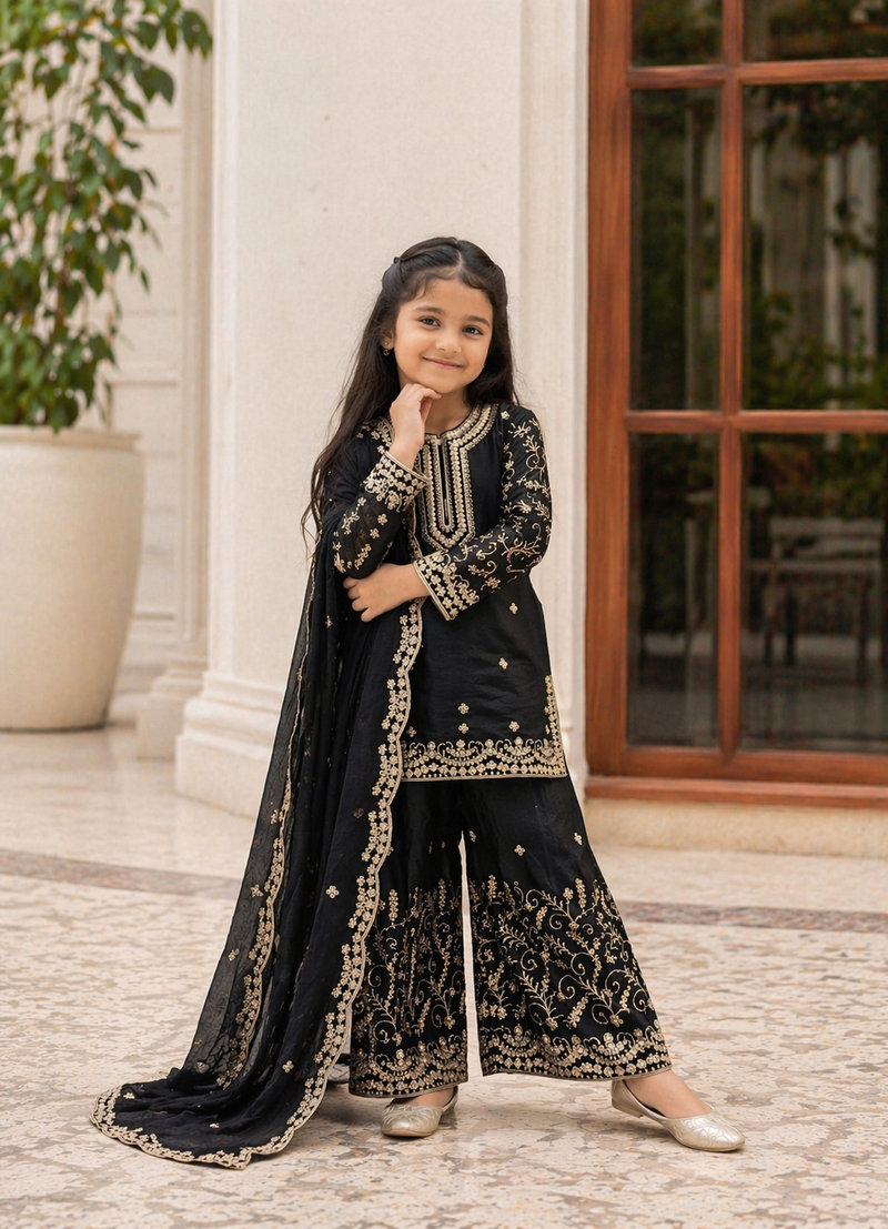 Premium Beautiful Kids Top Sharara And Dupatta Set