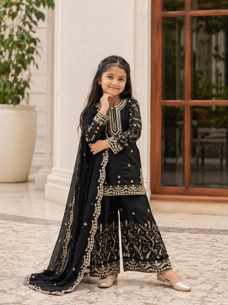 Premium Beautiful Kids Top Sharara And Dupatta Set