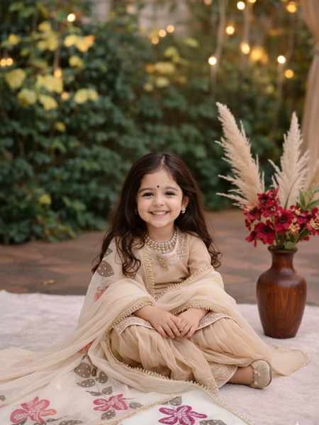 Beautiful Kids Top Sharara And Dupatta Set