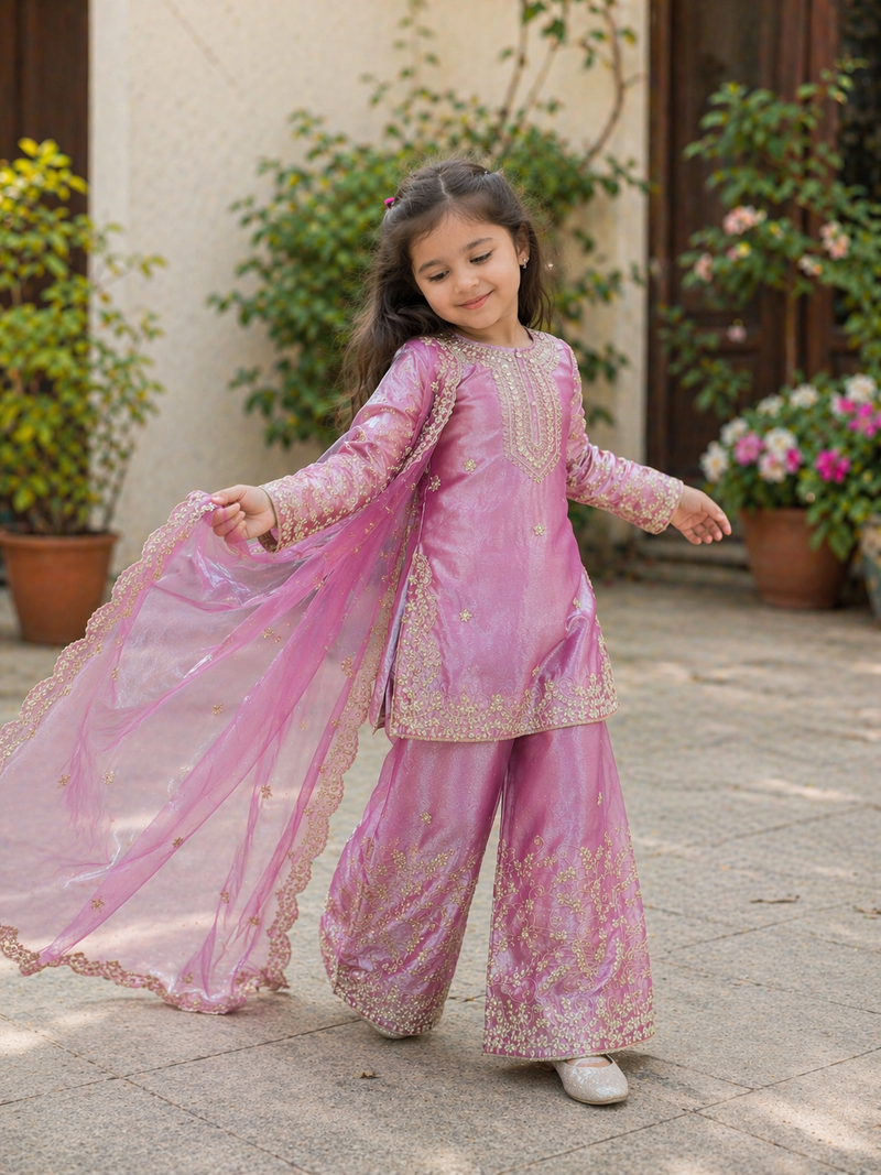 Premium Beautiful Kids Top Sharara And Dupatta Set