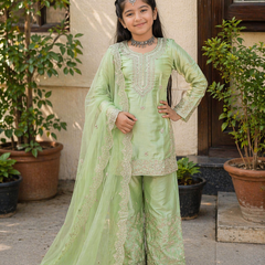 Premium Beautiful Kids Top Sharara And Dupatta Set