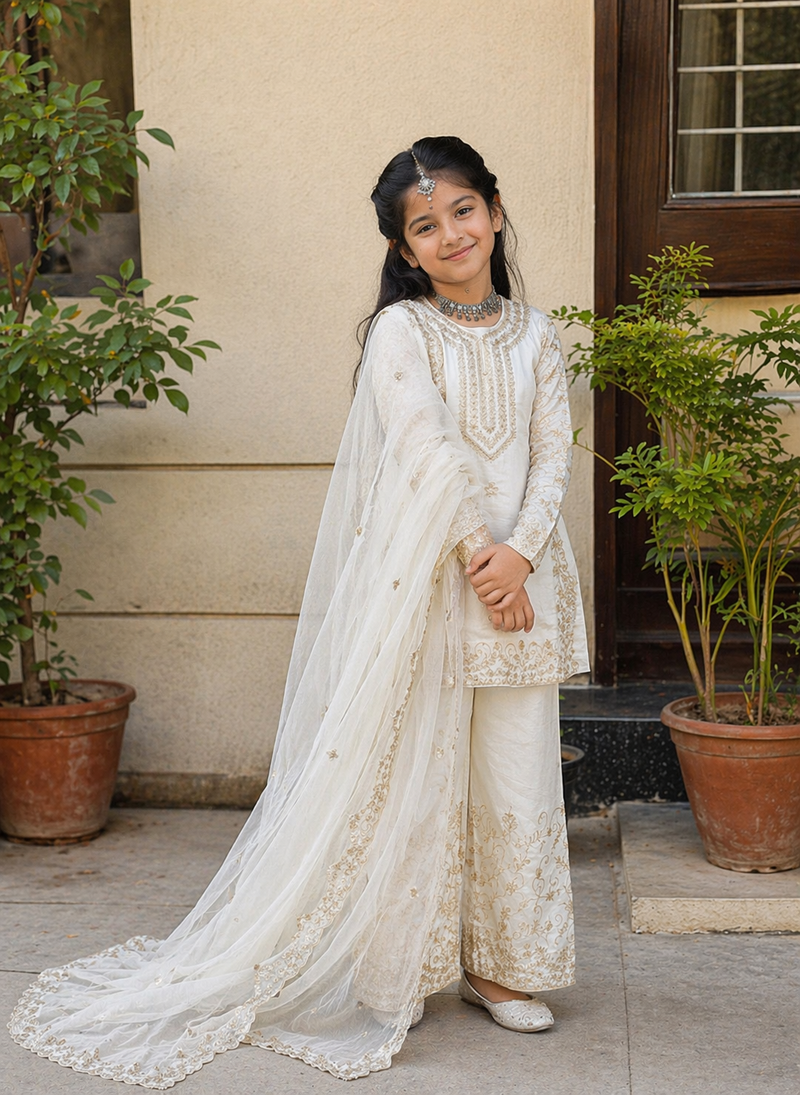 Premium Beautiful Kids Top Sharara And Dupatta Set