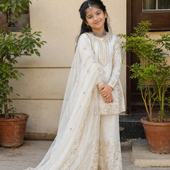 Premium Beautiful Kids Top Sharara And Dupatta Set