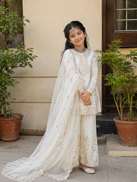Premium Beautiful Kids Top Sharara And Dupatta Set