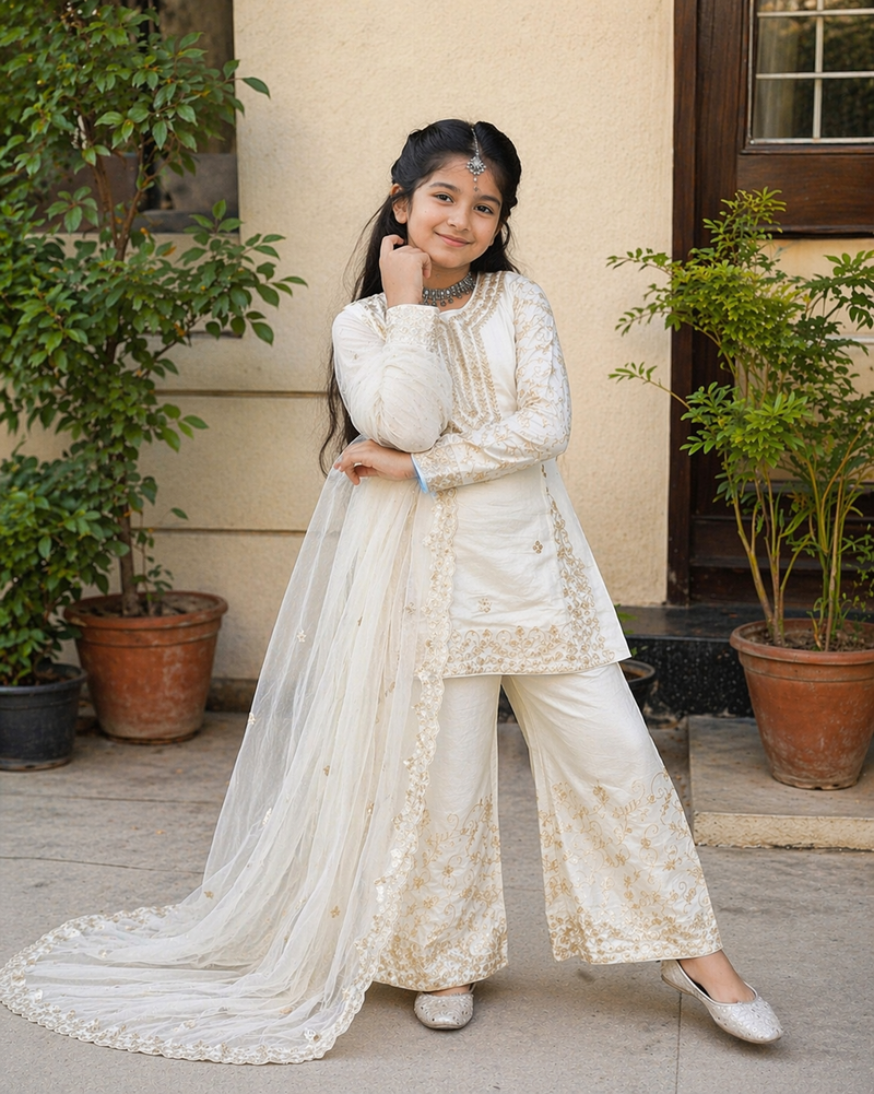 Premium Beautiful Kids Top Sharara And Dupatta Set