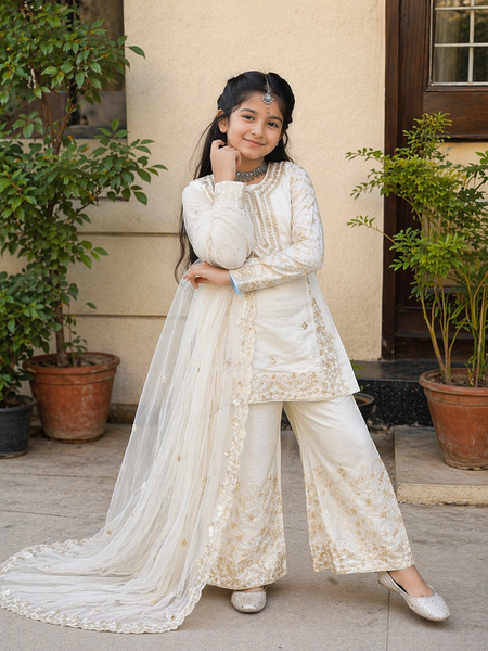 Premium Beautiful Kids Top Sharara And Dupatta Set
