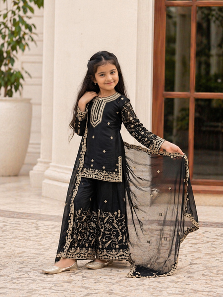 Premium Beautiful Kids Top Sharara And Dupatta Set