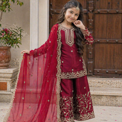 Premium Beautiful Kids Top Sharara And Dupatta Set