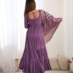 Premium Quality Roman Silk Dusty Anarkali  Suit Set