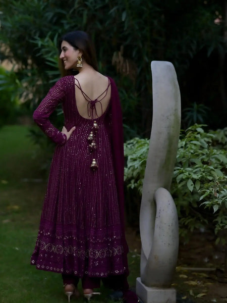 Navya purple embroidered suit set 6039