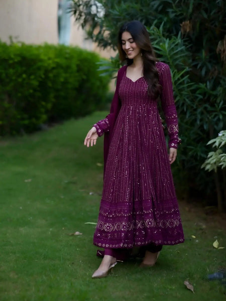 Navya purple embroidered suit set 6039