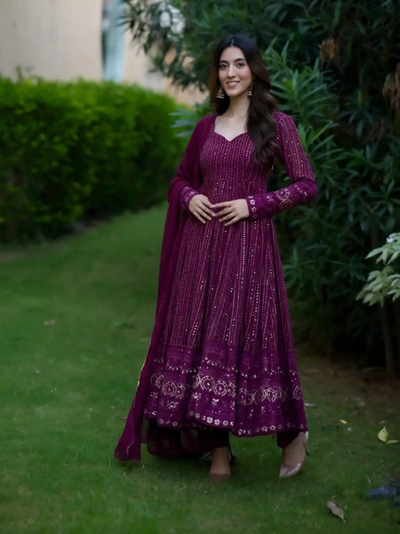Navya purple embroidered suit set 6039