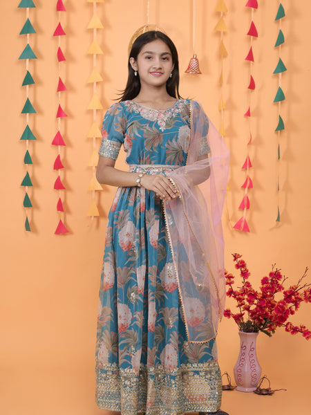 New Designer Heavy Fox Georgette Gownn OC-152 Blue
