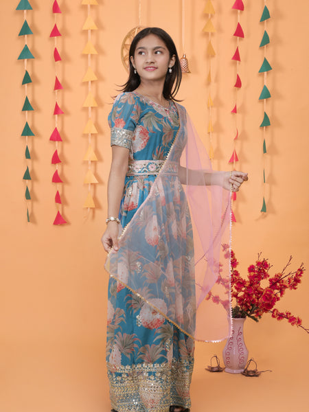 New Designer Heavy Fox Georgette Gownn OC-152 Blue