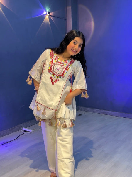 Pure Khadi Cottan With Real Mirror Work Top-Plazzo Ready To Wear OC-225