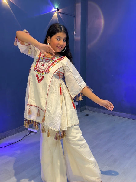 Pure Khadi Cottan With Real Mirror Work Top-Plazzo Ready To Wear OC-225