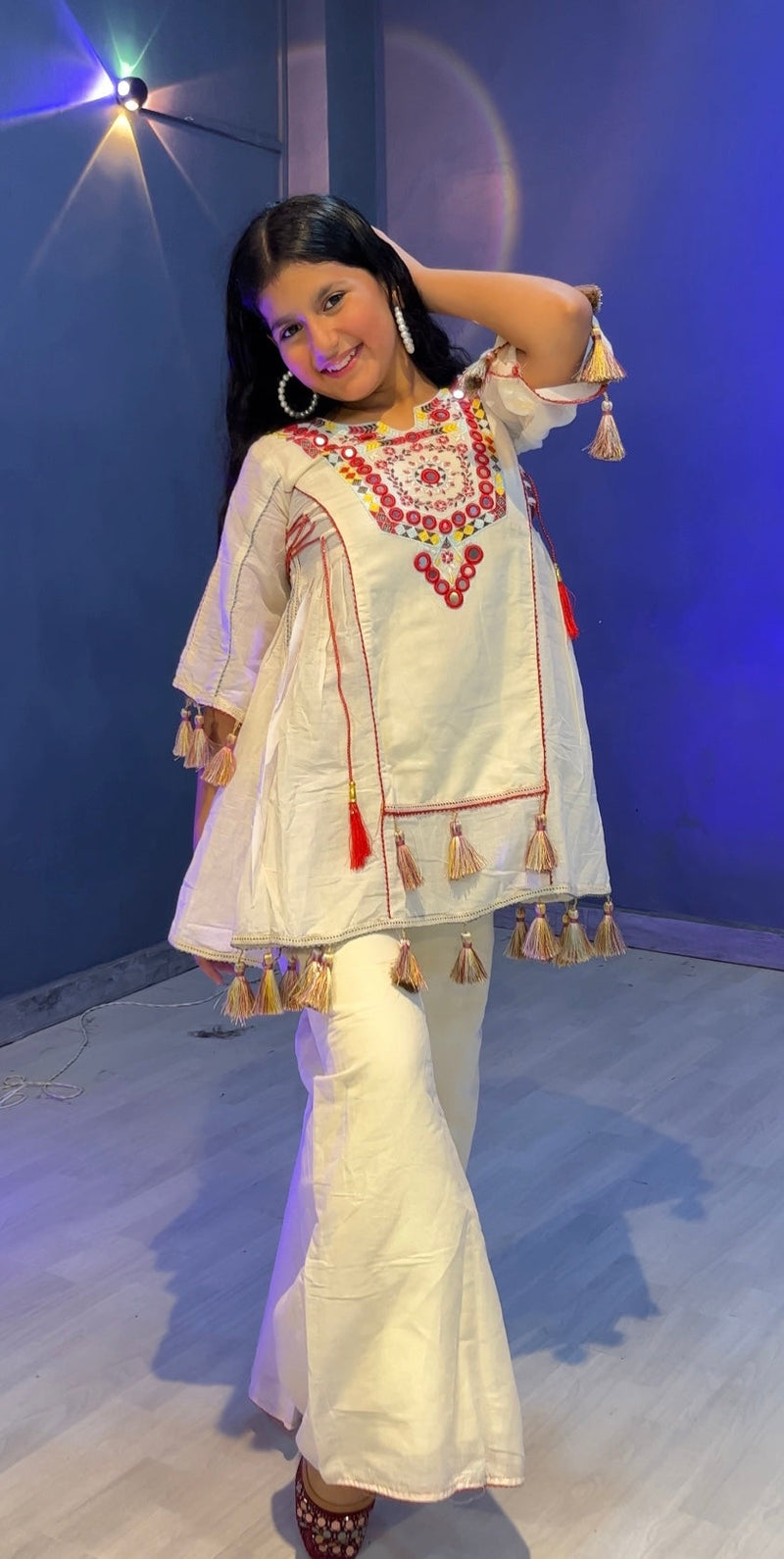 Pure Khadi Cottan With Real Mirror Work Top-Plazzo Ready To Wear OC-225