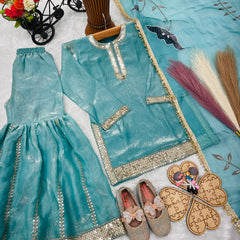 Premium Beautiful Kids Top Sharara And Dupatta Set