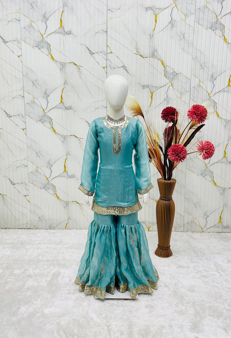 Premium Beautiful Kids Top Sharara And Dupatta Set