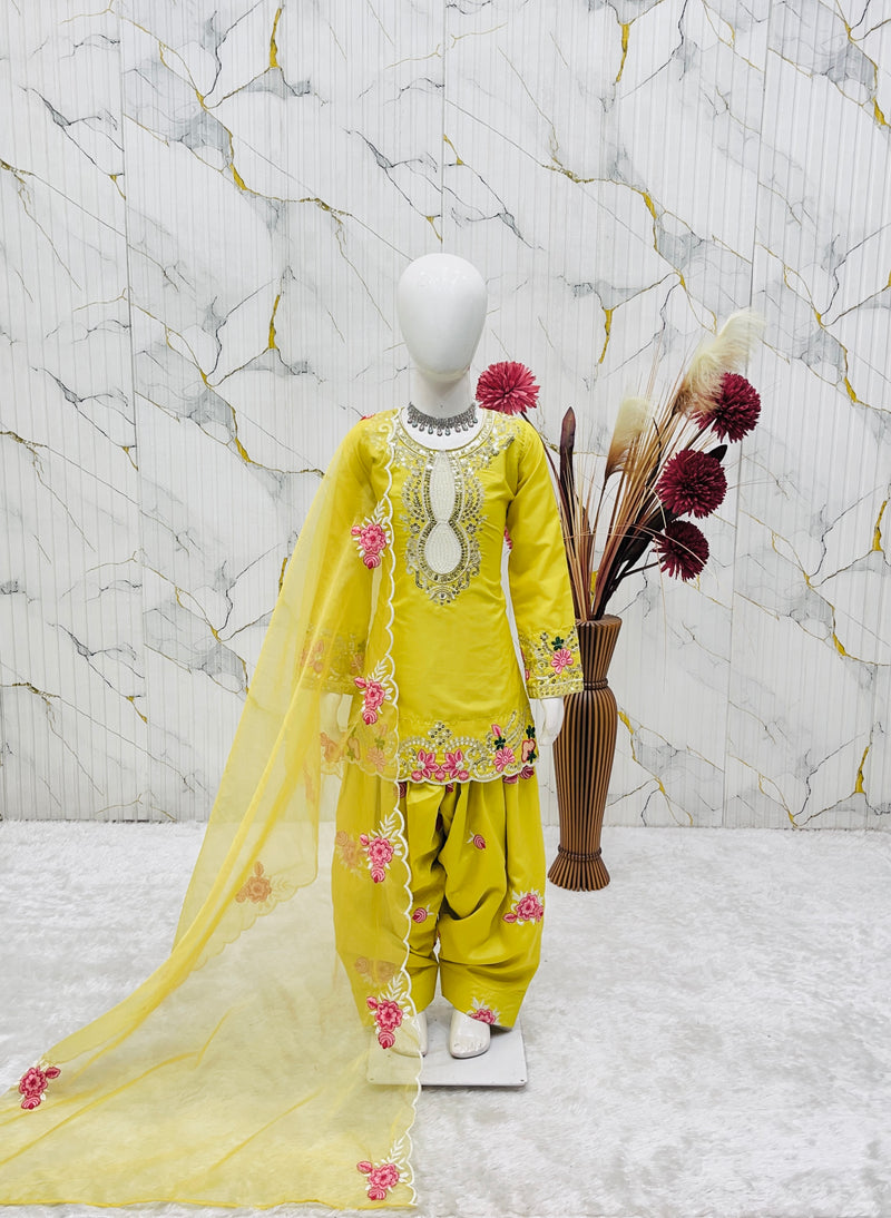 Premium Trending Kids Top Salwar And Dupatta Set