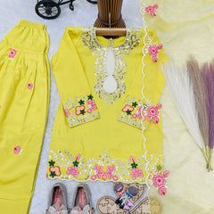 Premium Trending Kids Top Salwar And Dupatta Set