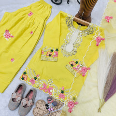 Premium Trending Kids Top Salwar And Dupatta Set
