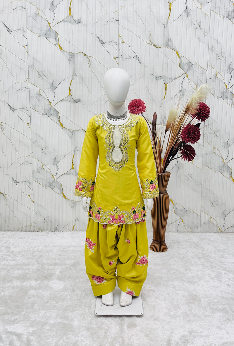 Premium Trending Kids Top Salwar And Dupatta Set