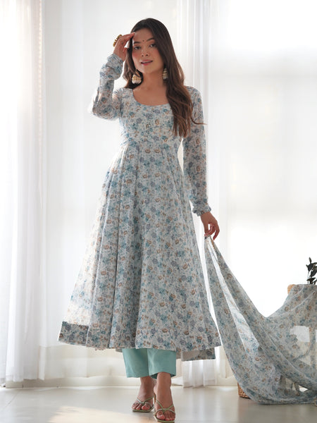 PURE SOFT ORGANZA ANARKALI SUIT SET WITH FULLY STITCHED DKB-262