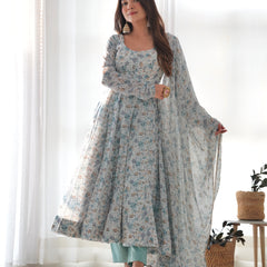 PURE SOFT ORGANZA ANARKALI SUIT SET WITH FULLY STITCHED DKB-262