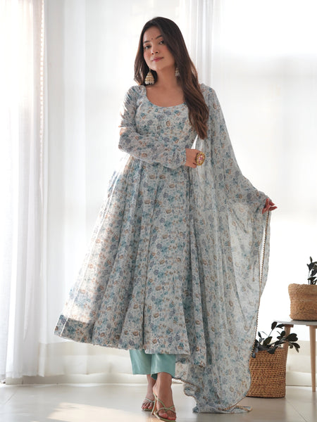 PURE SOFT ORGANZA ANARKALI SUIT SET WITH FULLY STITCHED DKB-262