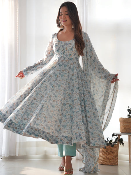 PURE SOFT ORGANZA ANARKALI SUIT SET WITH FULLY STITCHED DKB-262
