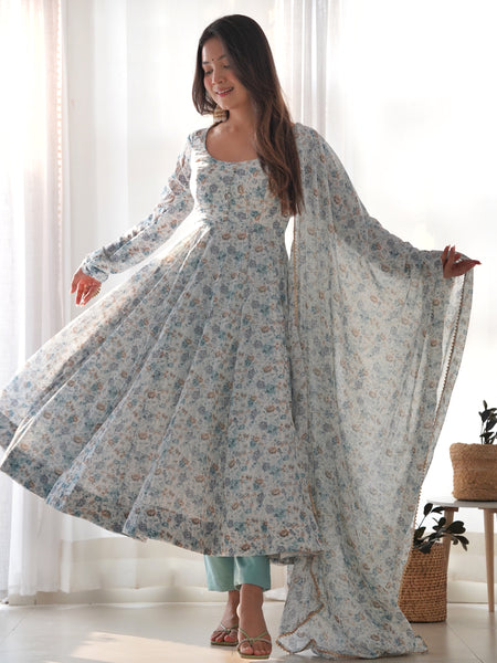 PURE SOFT ORGANZA ANARKALI SUIT SET WITH FULLY STITCHED DKB-262