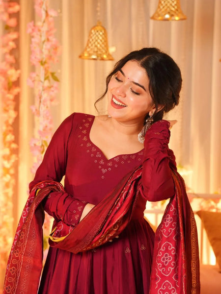 Madhuri's Premium Cotton Anarkali Suit Set With Plazzo