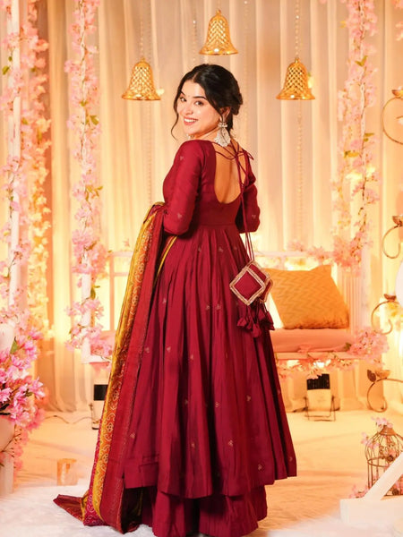 Madhuri's Premium Cotton Anarkali Suit Set With Plazzo