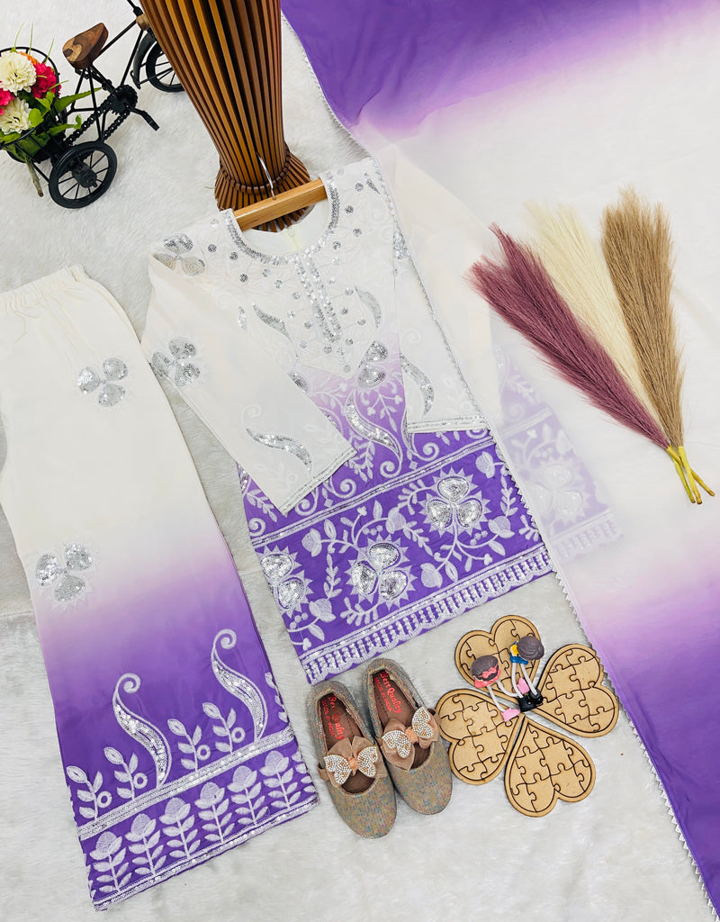 Premium Beautiful Kids Top Palazzo And Dupatta Set