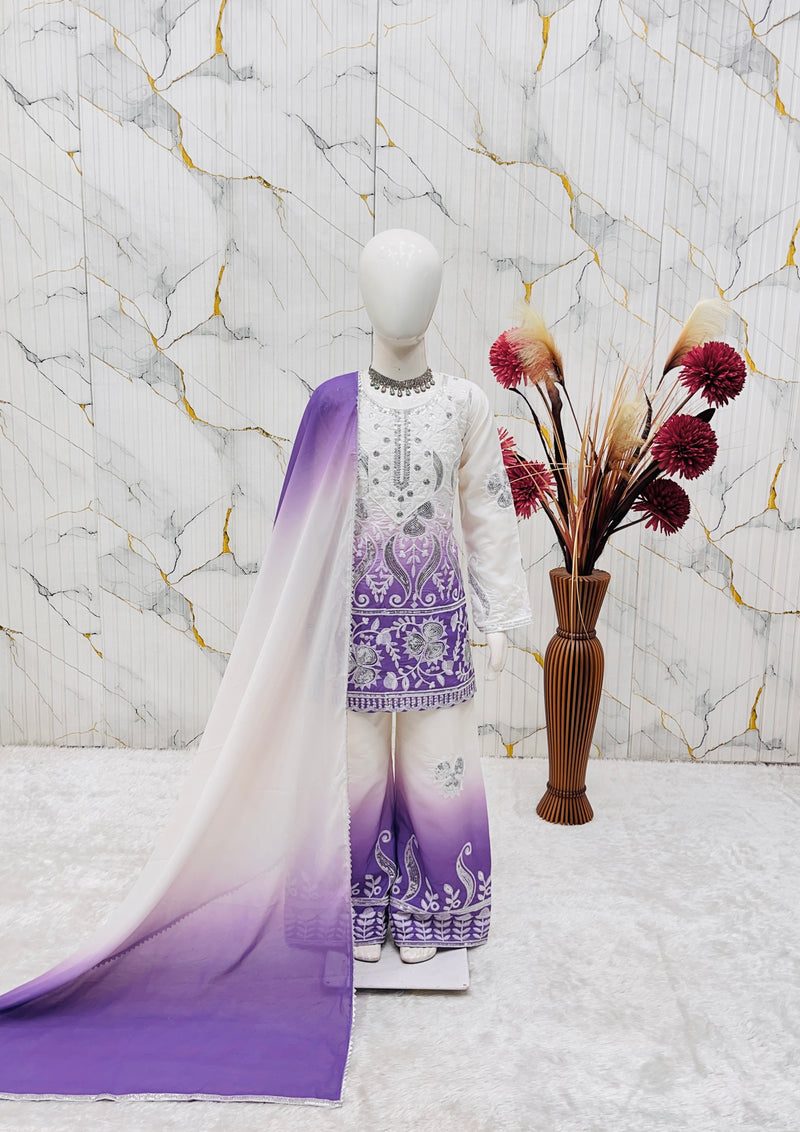 Premium Beautiful Kids Top Palazzo And Dupatta Set