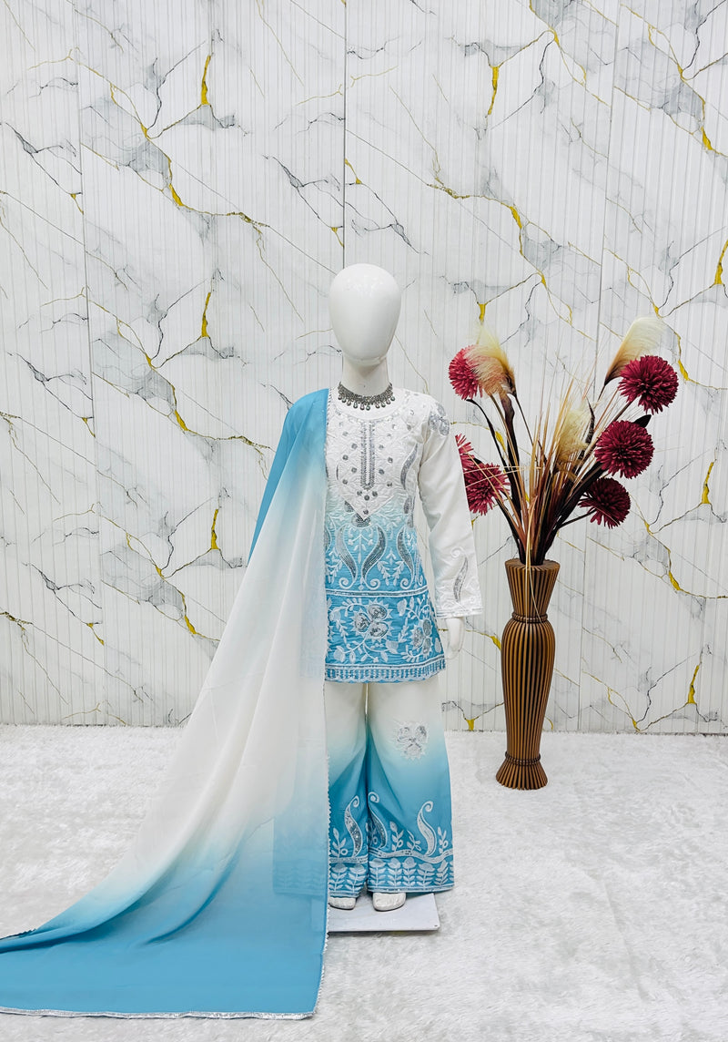 Premium Beautiful Kids Top Palazzo And Dupatta Set